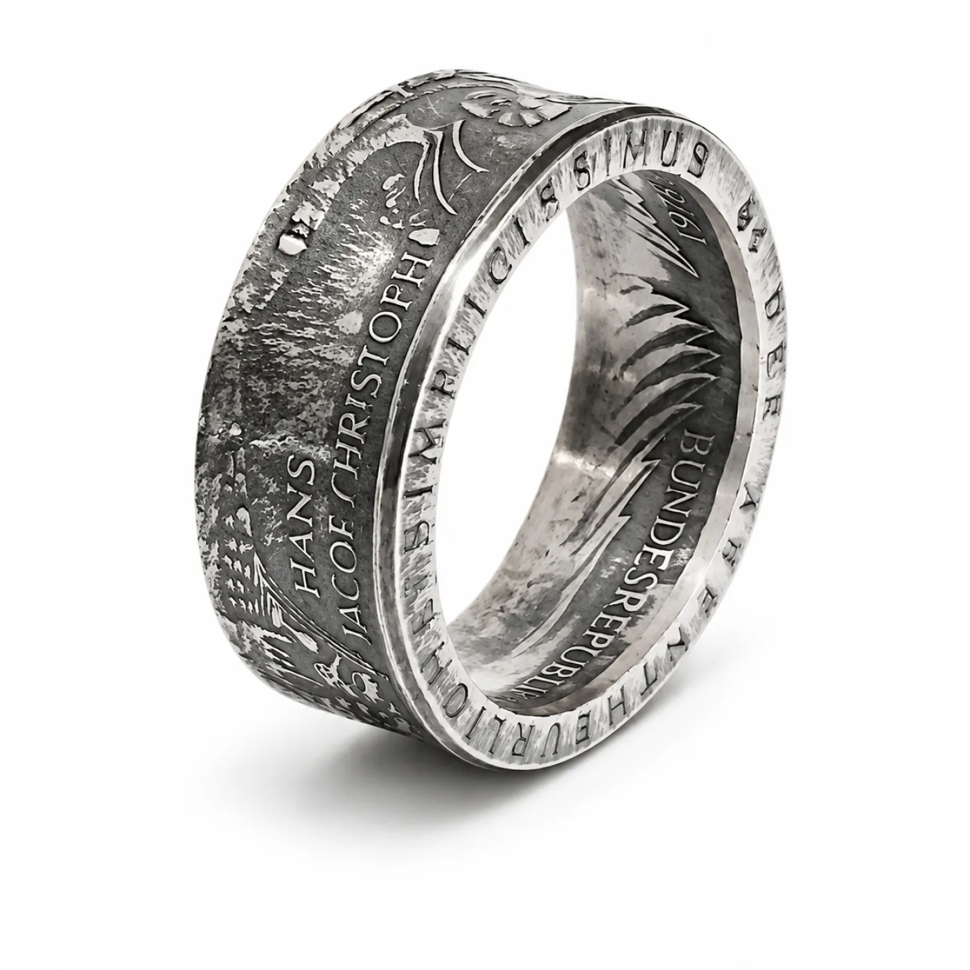 Münzring BRD 5 Mark 1976 Grimmelshausen Silber 625er Größe 54 bis 72