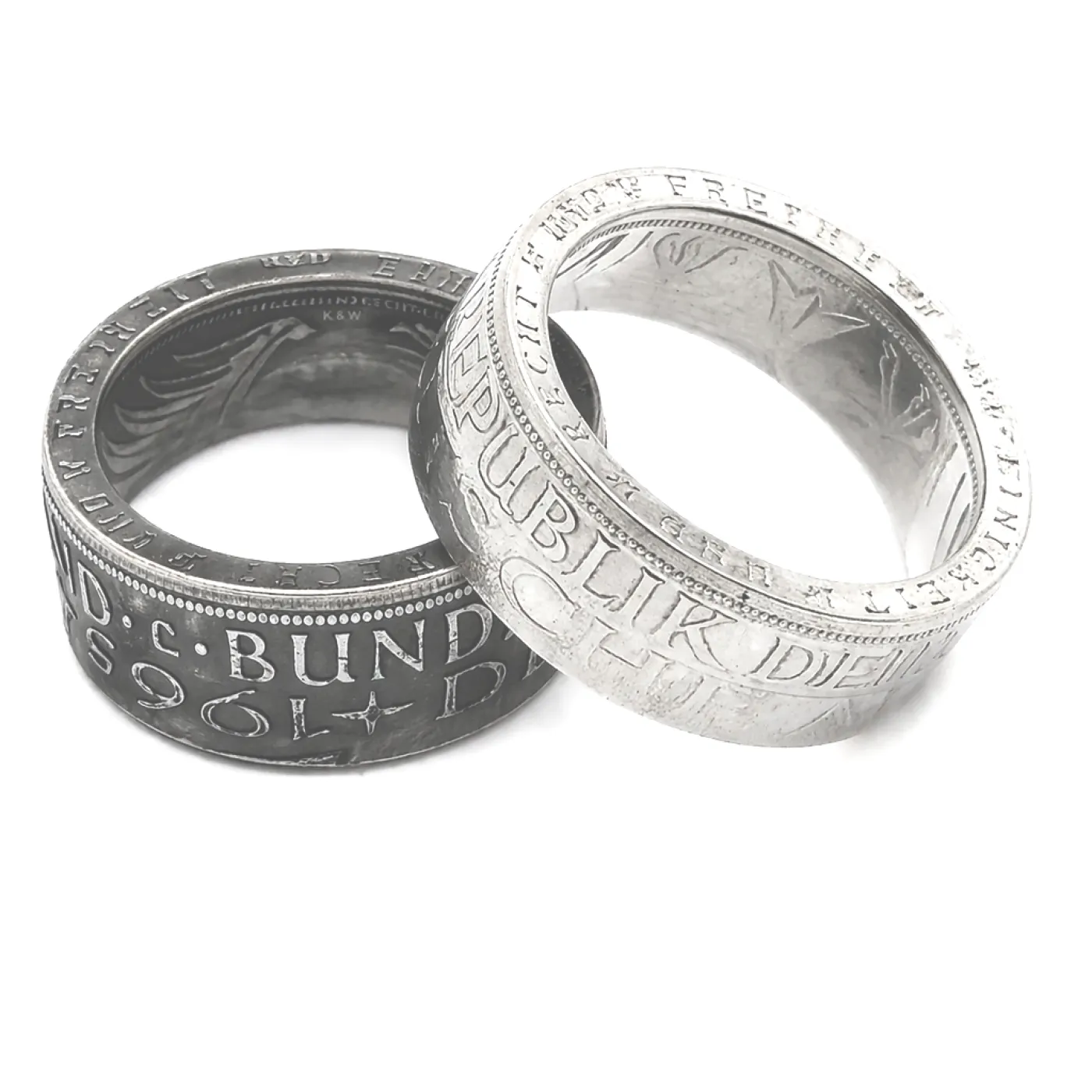 Münzring BRD 5 Mark mit Datum 1951-1974 Silberadler Silber 625er Größe 52 bis 68 – Ansicht 2