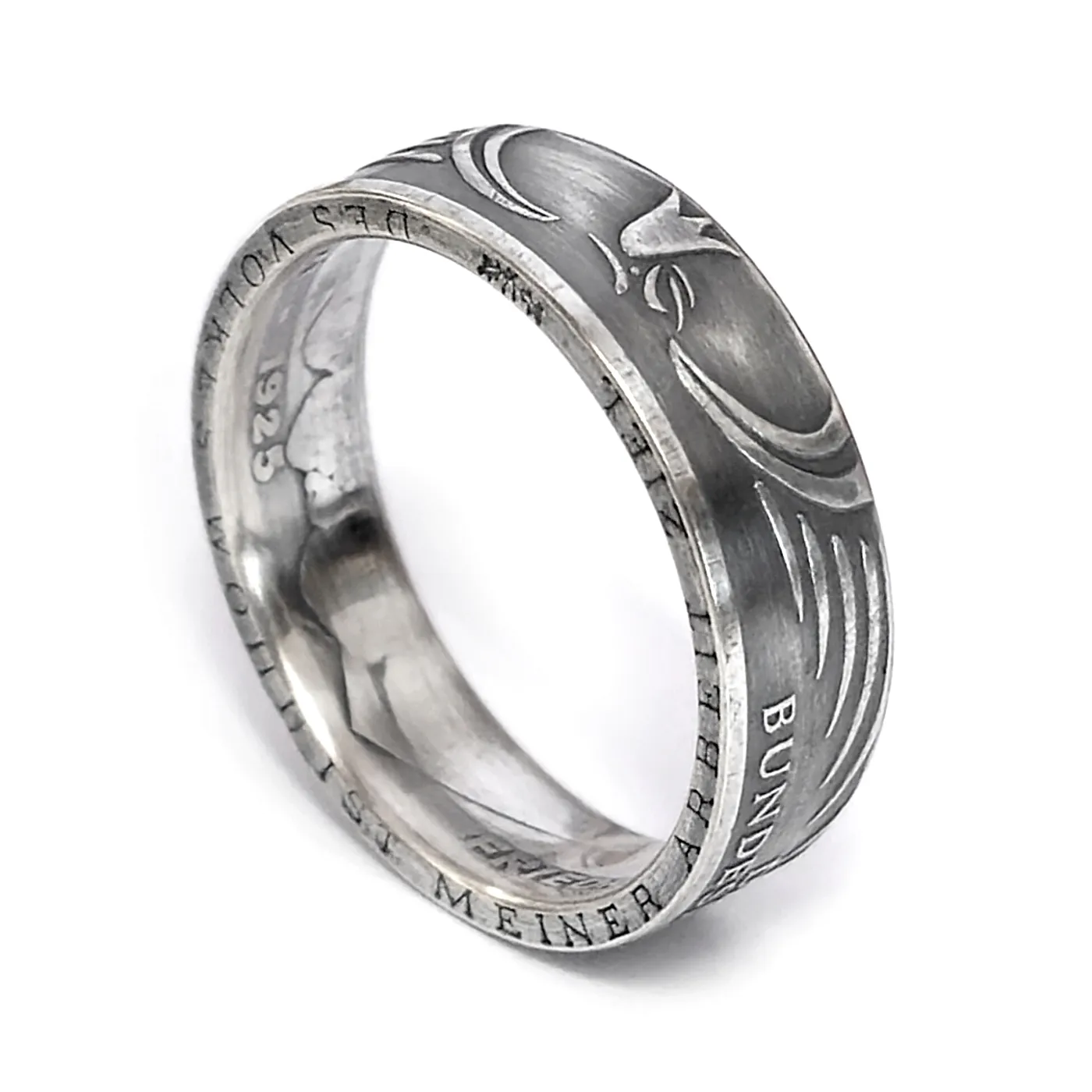 Münzring BRD 5 Mark 1975 Friedrich Ebert aus 625er Silber Größen 54 bis 72 – Ansicht 8
