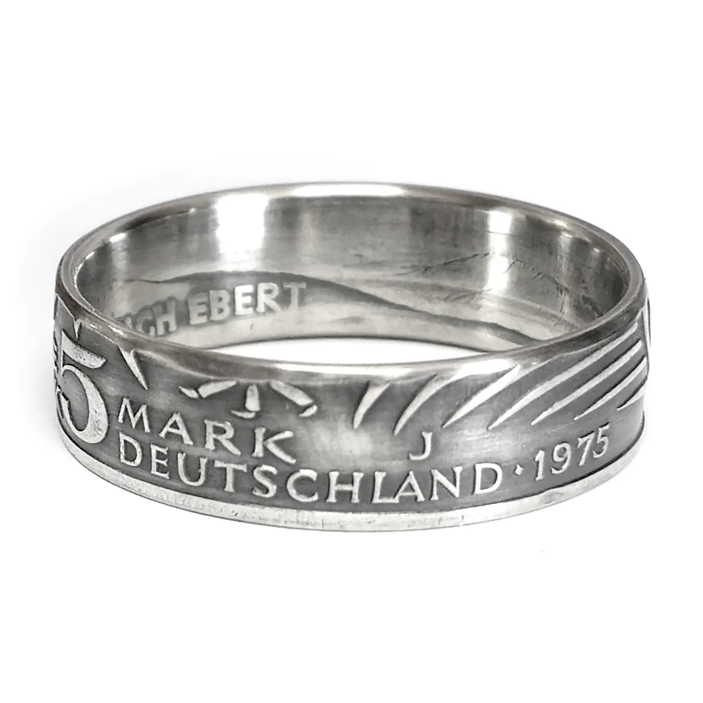 Münzring BRD 5 Mark 1975 Friedrich Ebert aus 625er Silber Größen 54 bis 72 – Ansicht 5