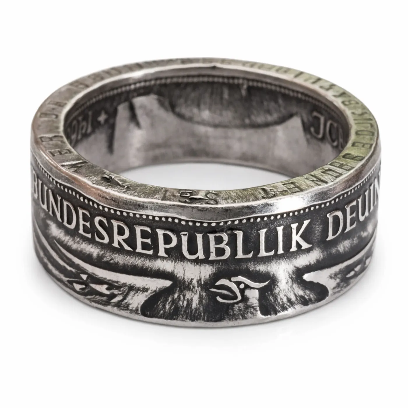 Münzring BRD 5 Mark 1968 Gutenberg Karlsruhe Silber 625er Größe 54 bis 68 – Ansicht 2