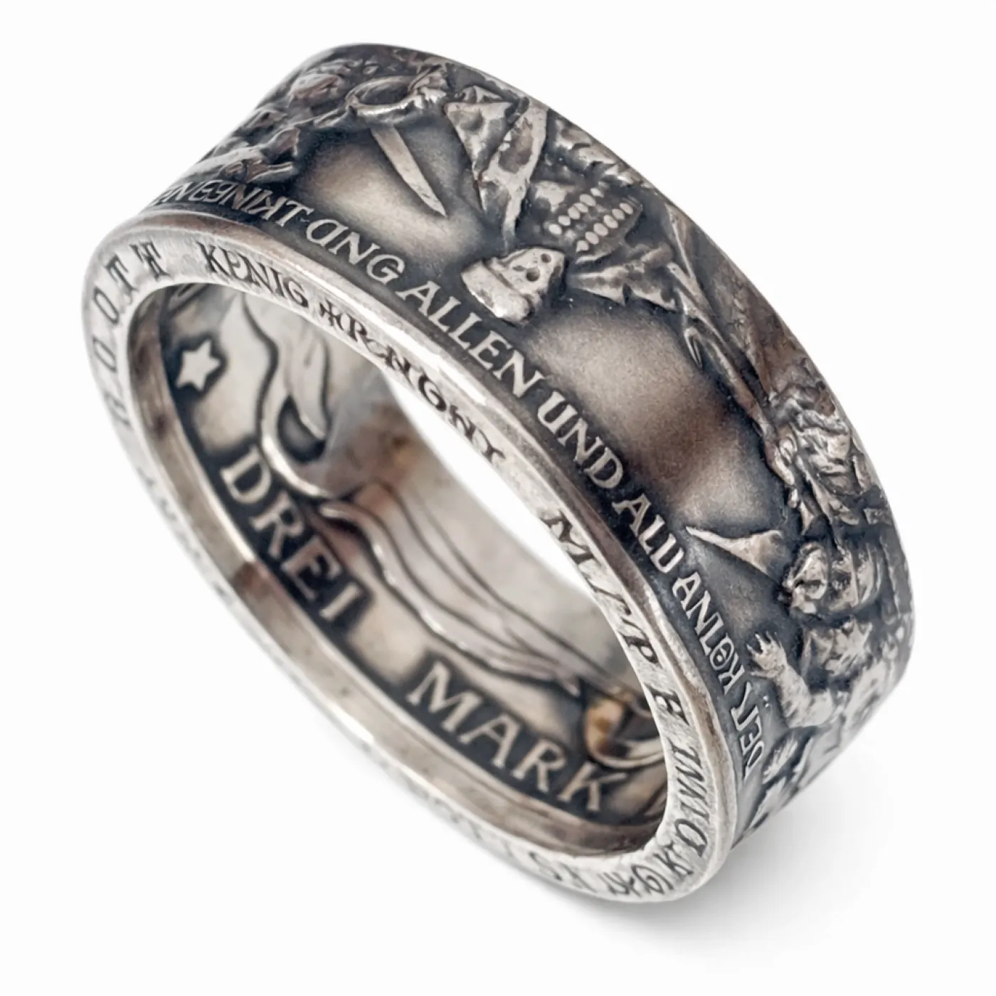 Münzring Kaiserreich 3 Mark 1913 der König rief Silber 900er Größe 60 bis 74 – Ansicht 4