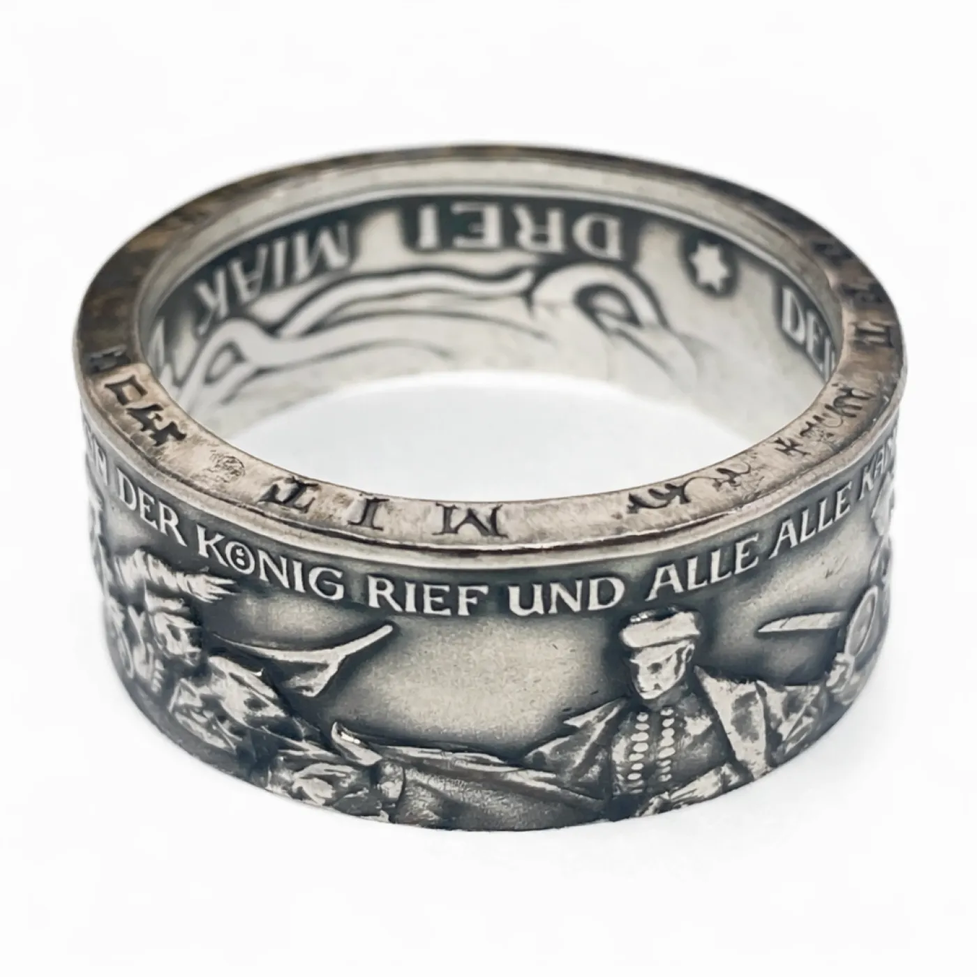 Münzring Kaiserreich 3 Mark 1913 der König rief Silber 900er Größe 60 bis 74 – Ansicht 3