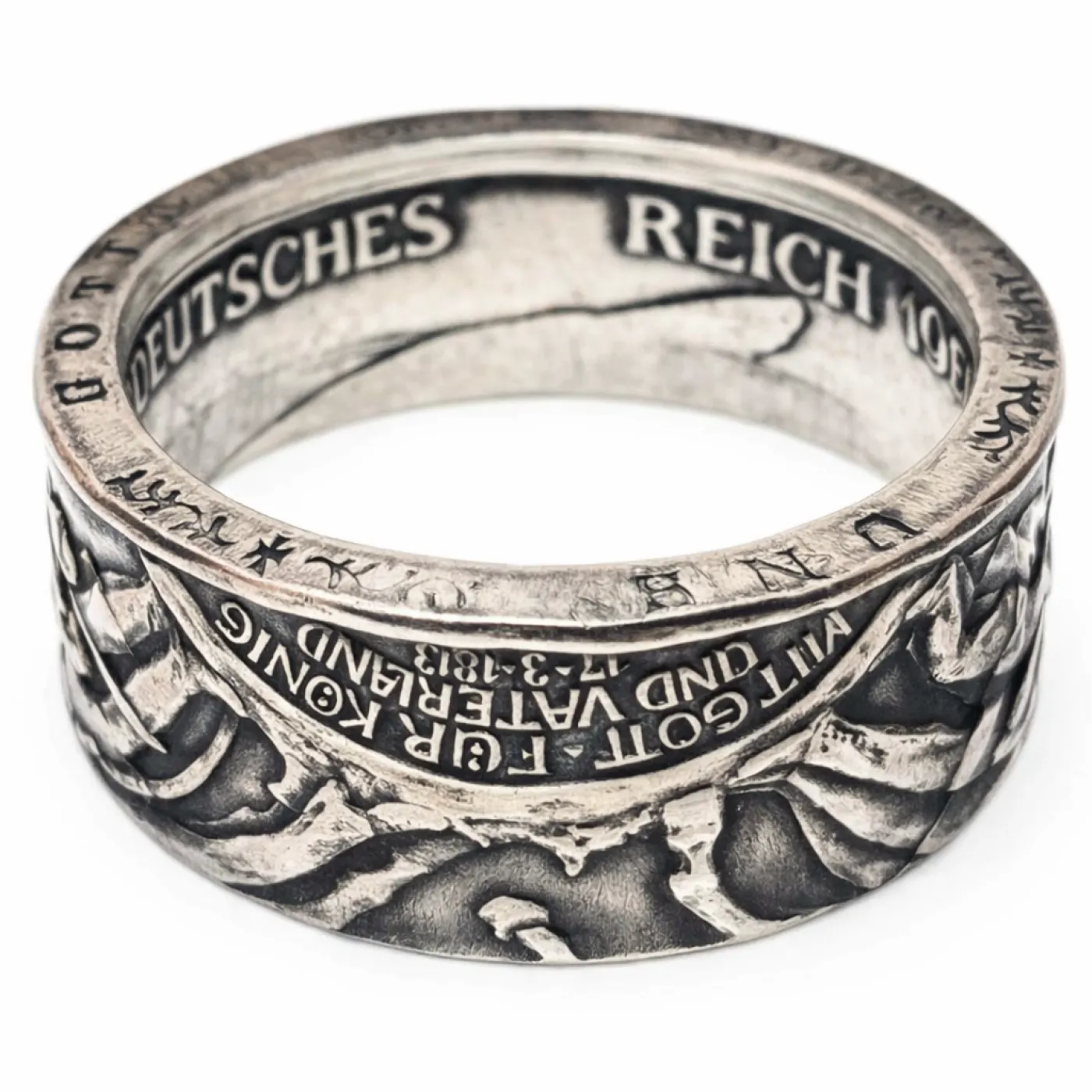 Münzring Kaiserreich 3 Mark 1913 der König rief Silber 900er Größe 60 bis 74 – Ansicht 1