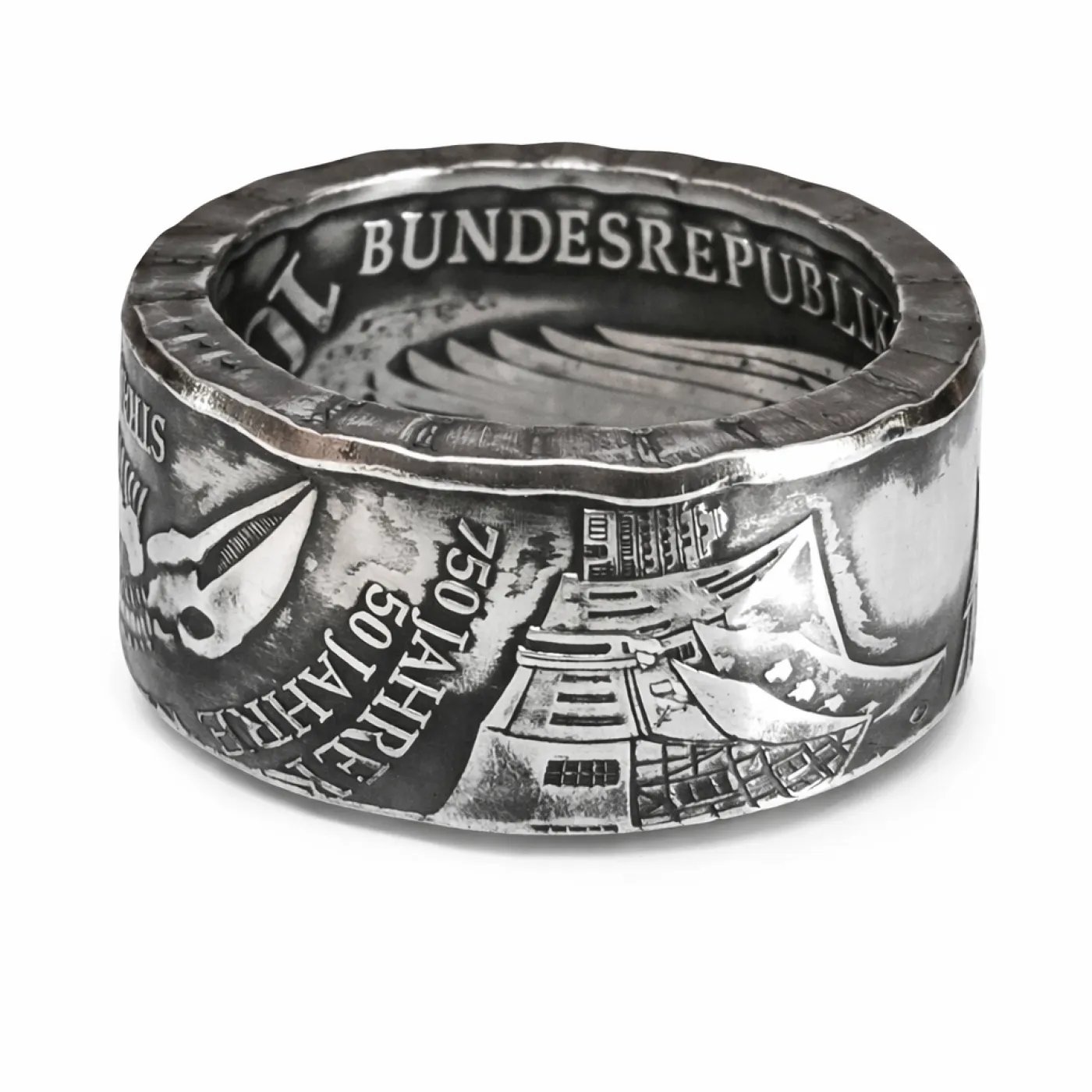 Münzring BRD 10 Mark 2001 Katharinenkloster Stralsund Silber 925er Größe 56 bis 72 – Ansicht 1