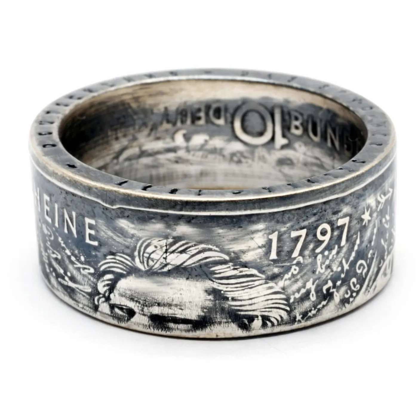 Münzring BRD 10 Mark 1997 Heinrich Heine Silber 625er Größe 56 bis 72 – Ansicht 3