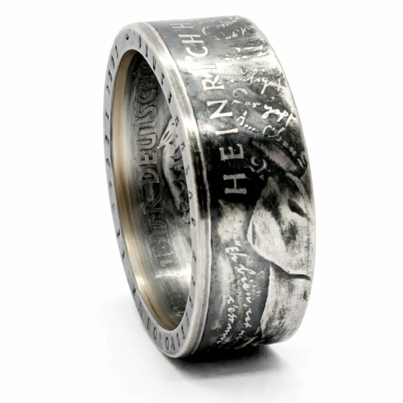 Münzring BRD 10 Mark 1997 Heinrich Heine Silber 625er Größe 56 bis 72 – Ansicht 1
