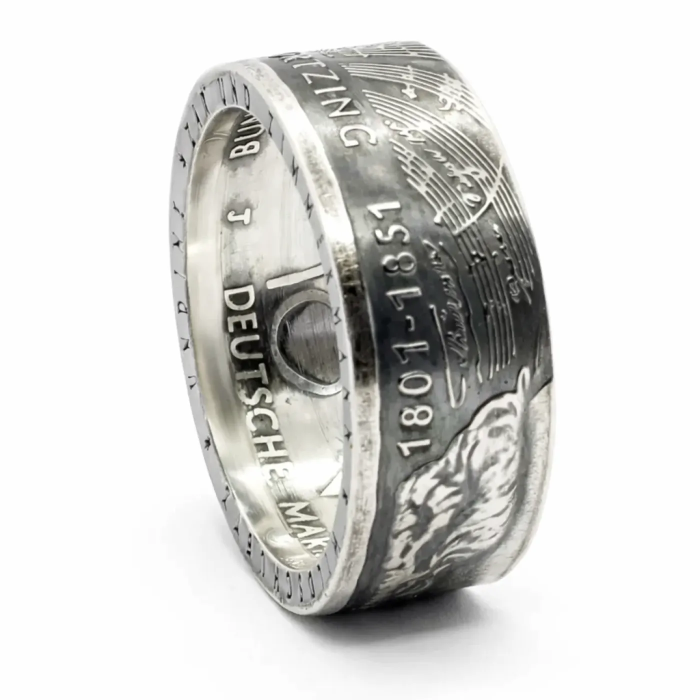 Münzring BRD 10 Mark 2001 Albert Gustav Lortzing Silber 925er Größe 56 bis 72 – Ansicht 3