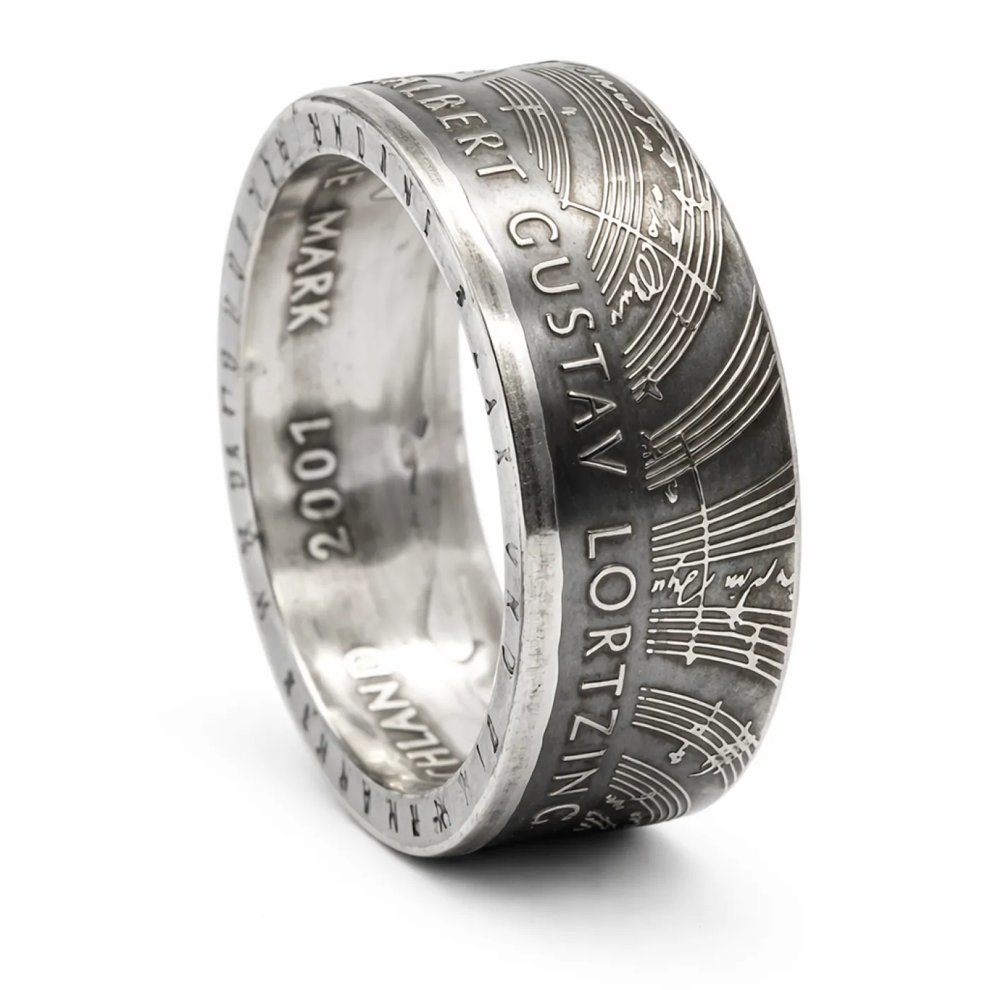 Münzring BRD 10 Mark 2001 Albert Gustav Lortzing Silber 925er Größe 56 bis 72 – Ansicht 1