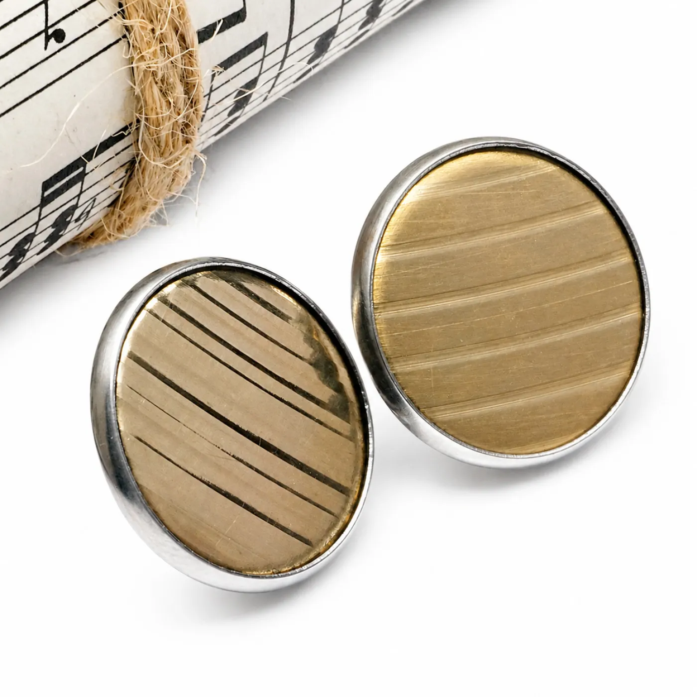 Ohrstecker Ø 20 mm aus Edelstahl mit Schlagzeugbecken Inlay – Ansicht 2