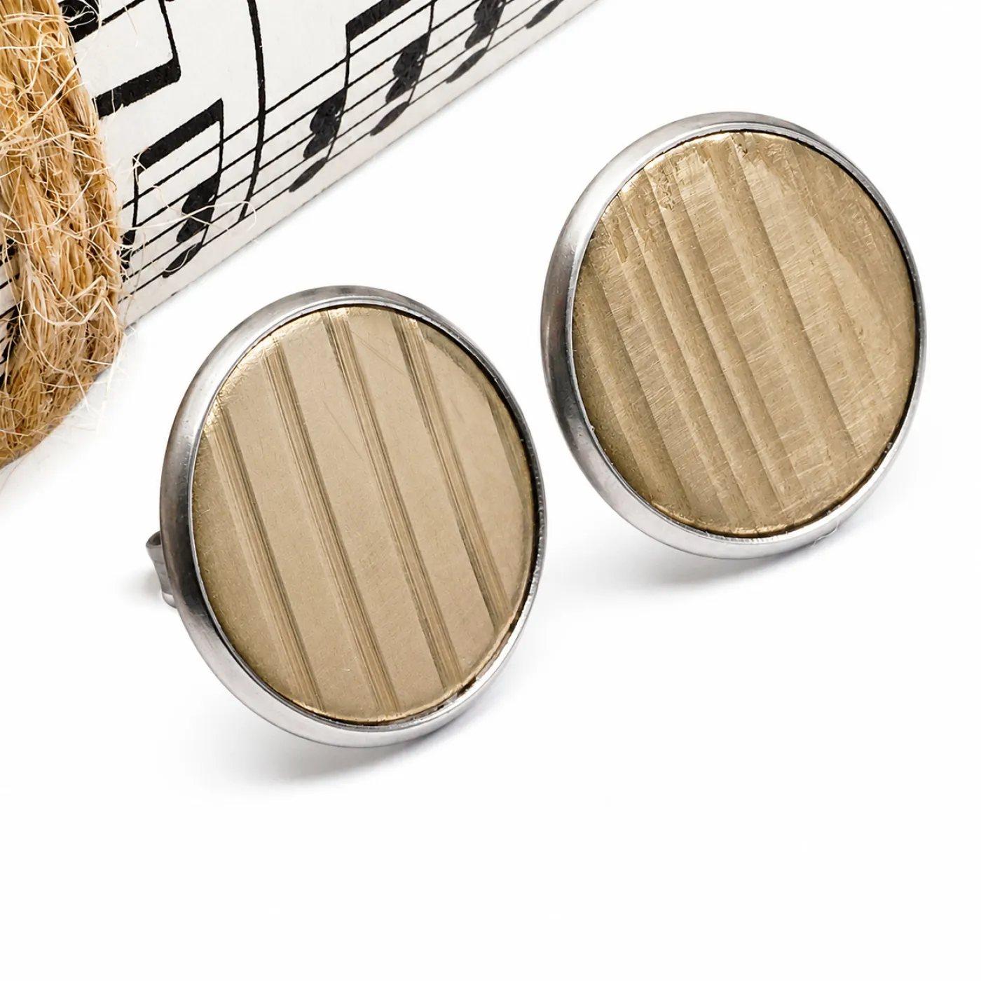 Ohrstecker Ø 18 mm aus Edelstahl mit Schlagzeugbecken Inlay – Ansicht 2