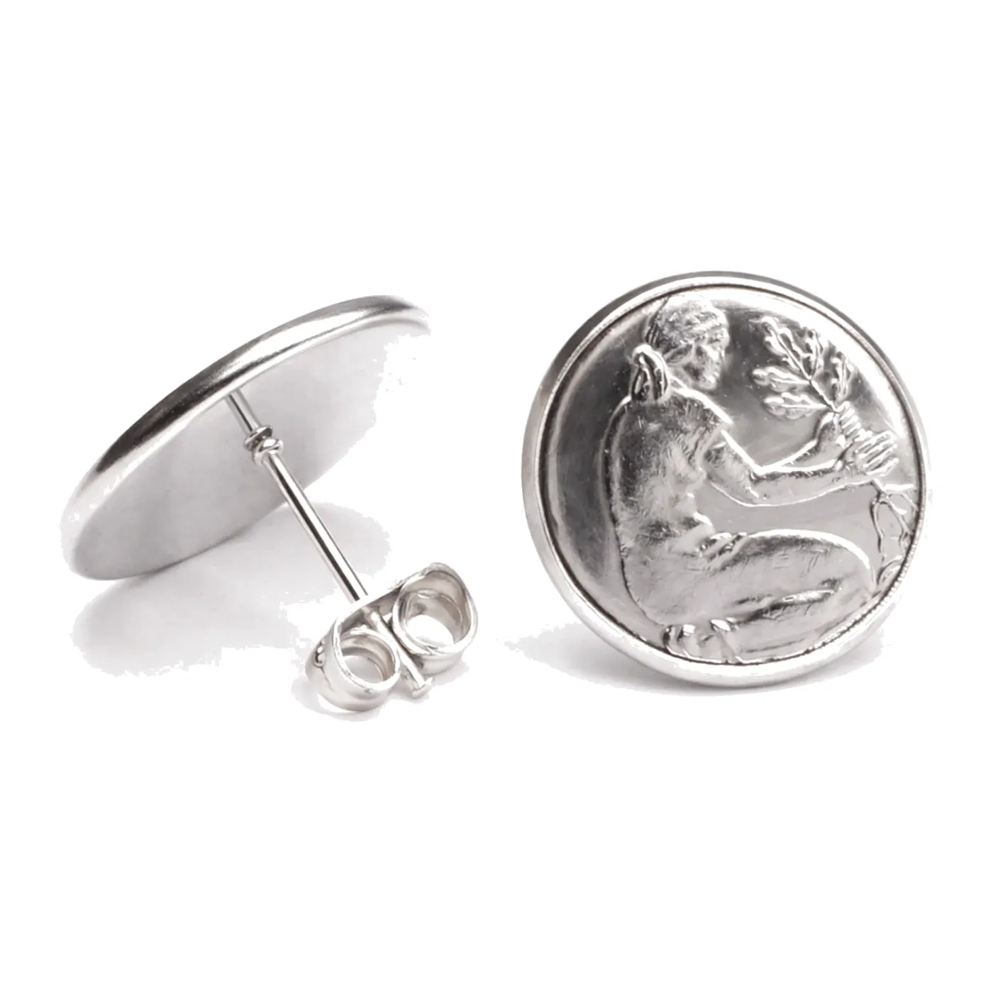 Ohrstecker 50 Pfennig Münzen Deutschland Kulturfrau aus Edelstahl Ø 17,7 mm