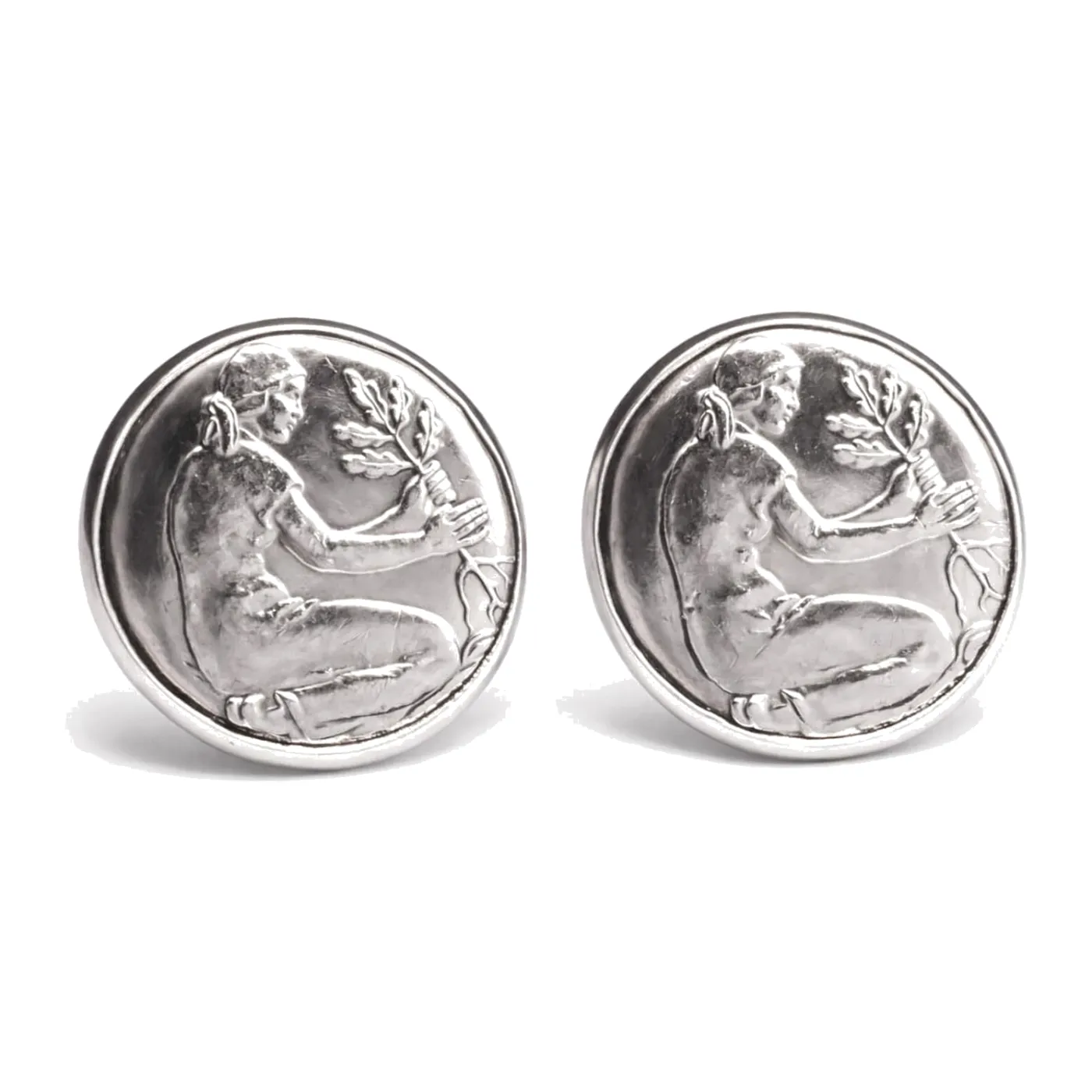 Ohrstecker 50 Pfennig Münzen Deutschland Kulturfrau aus Edelstahl Ø 17,7 mm