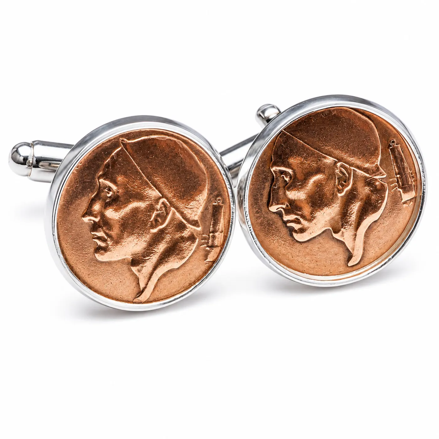 Manschettenknöpfe 50 Centime Belgien poliert Ø 17,7 mm
