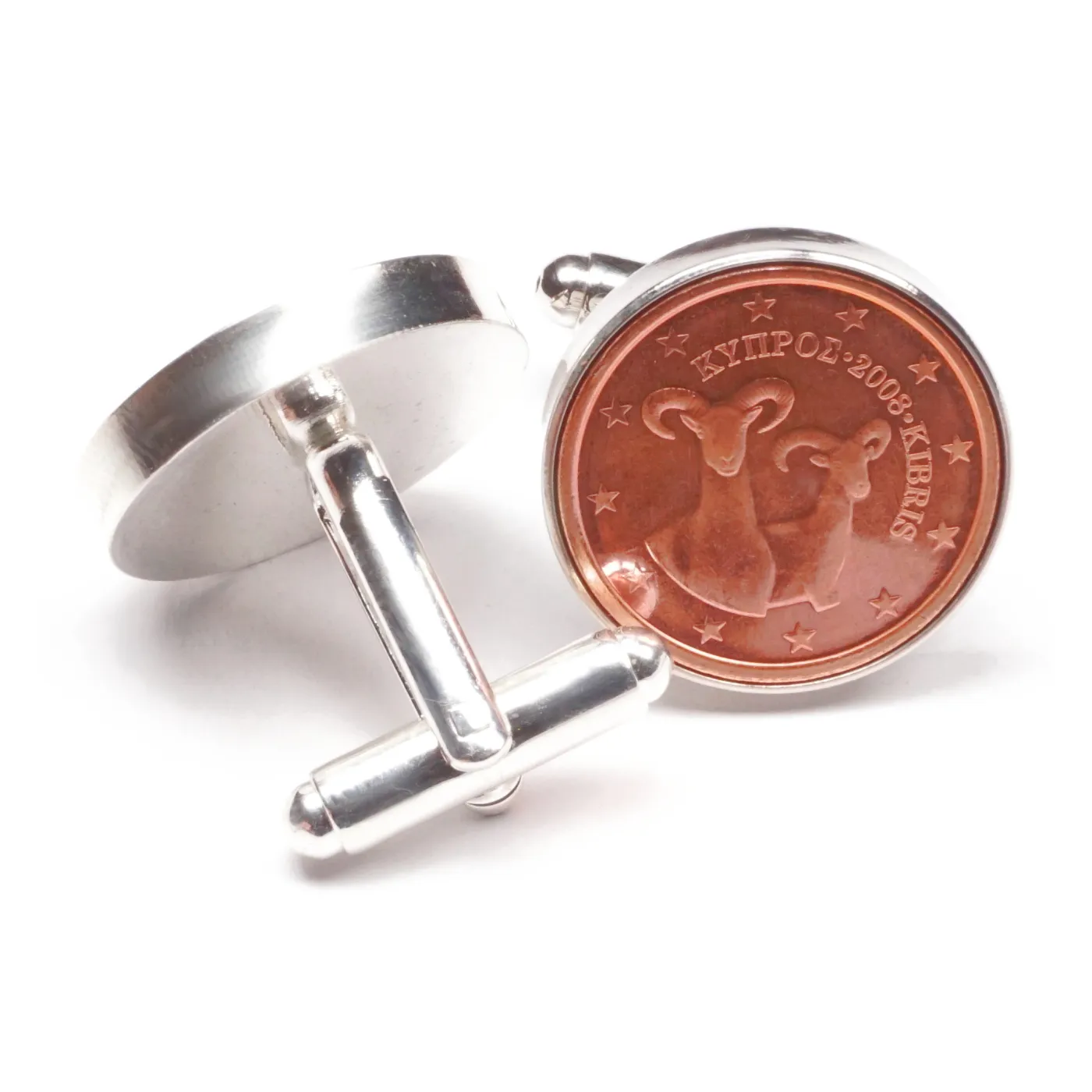 Manschettenknöpfe 2 Cent Zypern Mufflon - Wildschafart Ø 20 mm