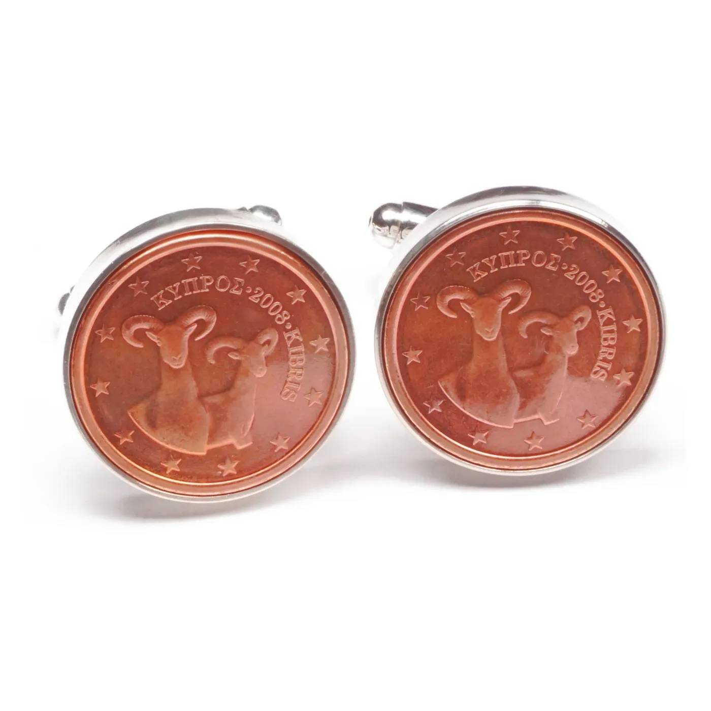 Manschettenknöpfe 2 Cent Zypern Mufflon - Wildschafart Ø 20 mm