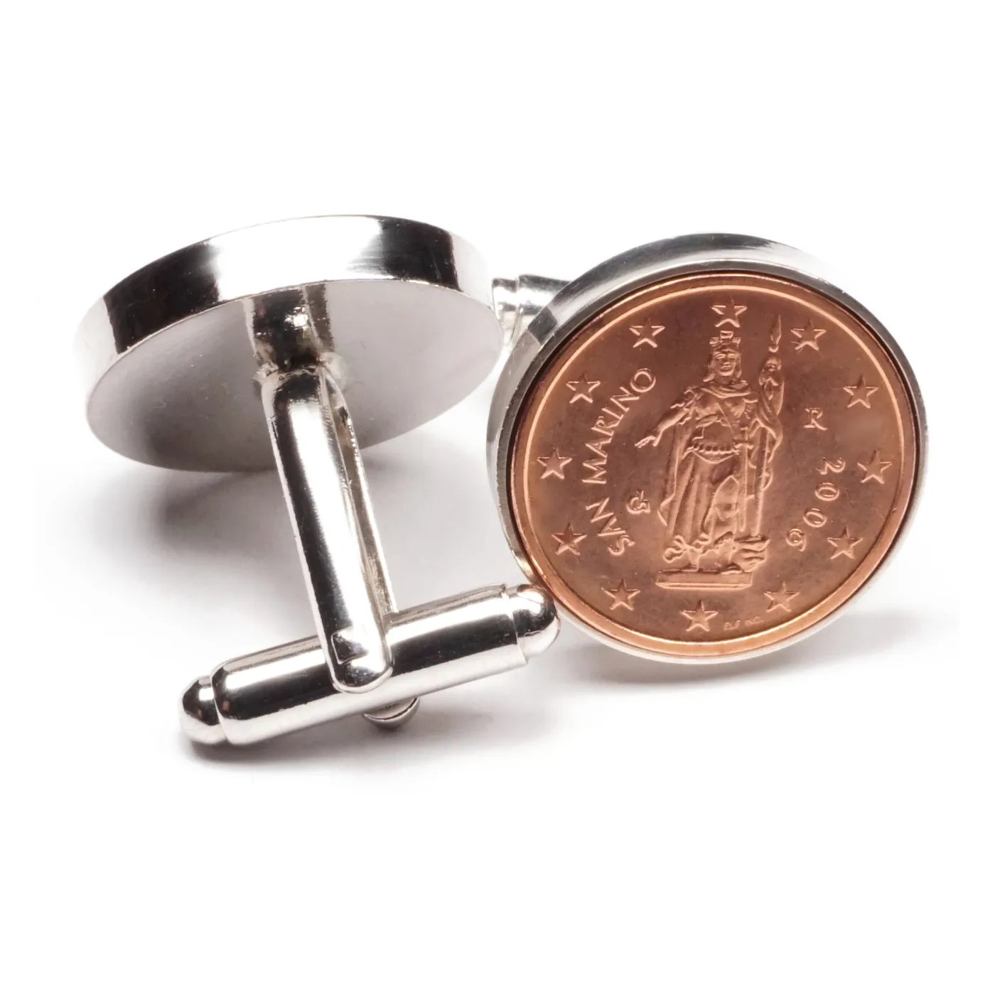 Manschettenknöpfe 2 Cent San Marino Freiheitsstatue Ø 20 mm