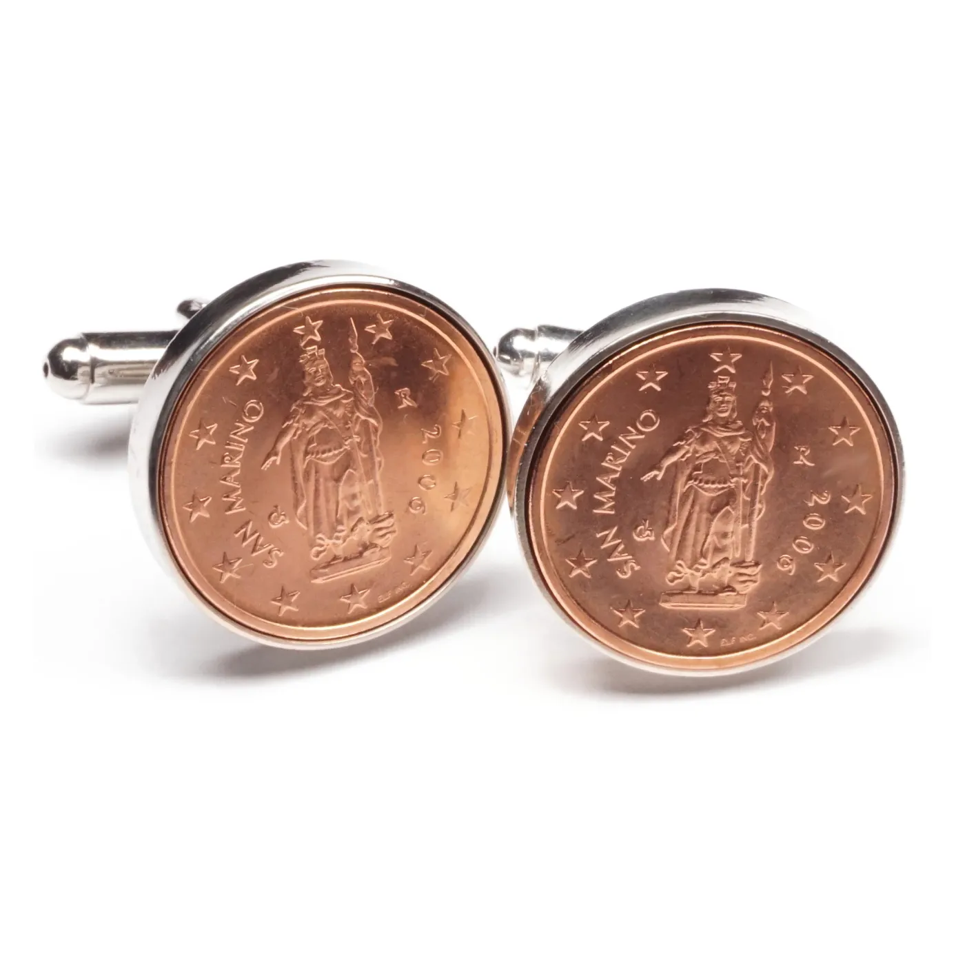 Manschettenknöpfe 2 Cent San Marino Freiheitsstatue Ø 20 mm