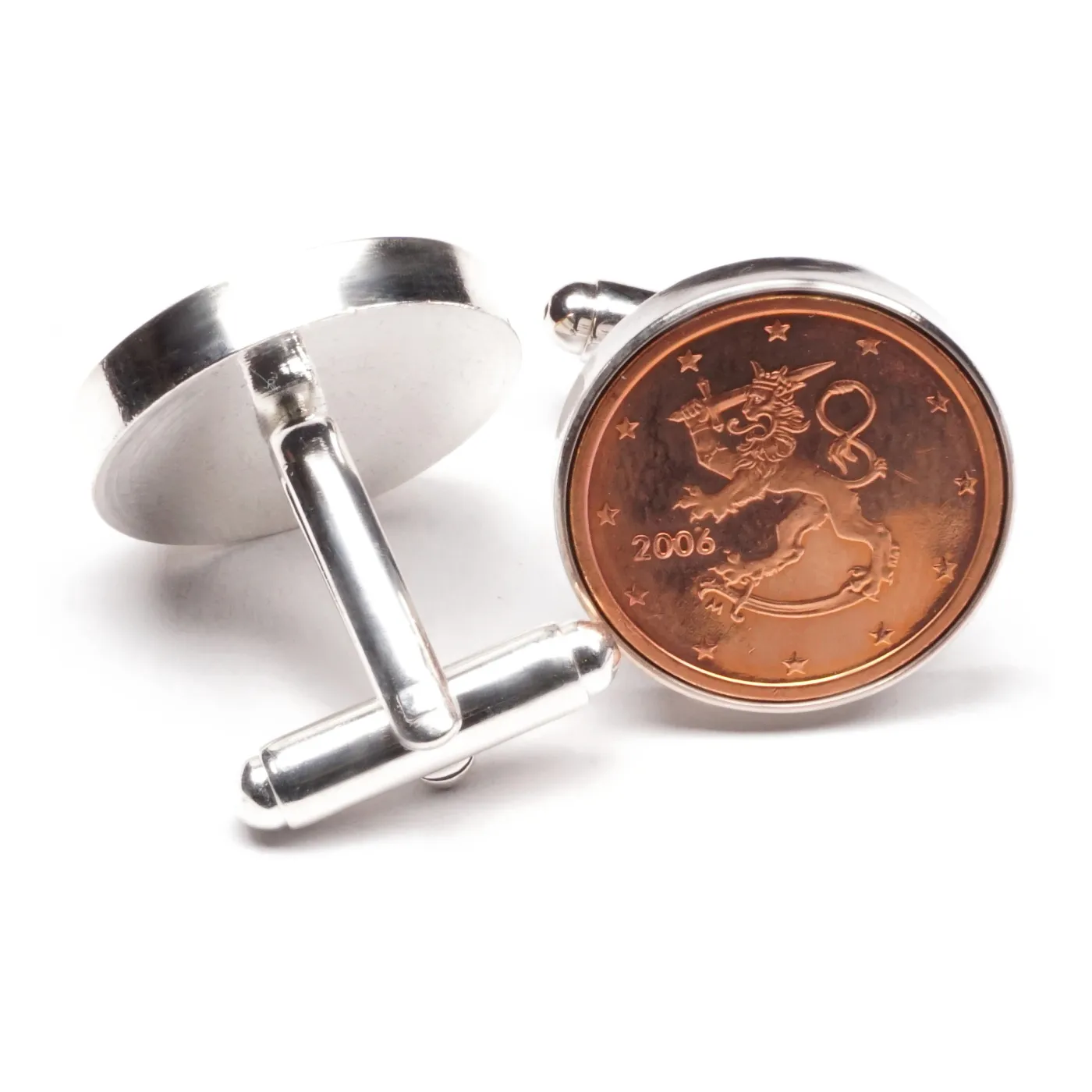 Manschettenknöpfe 2 Cent Finnland Heraldische Löwe Ø 20 mm