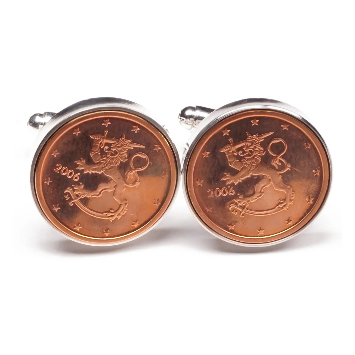 Manschettenknöpfe 2 Cent Finnland Heraldische Löwe Ø 20 mm