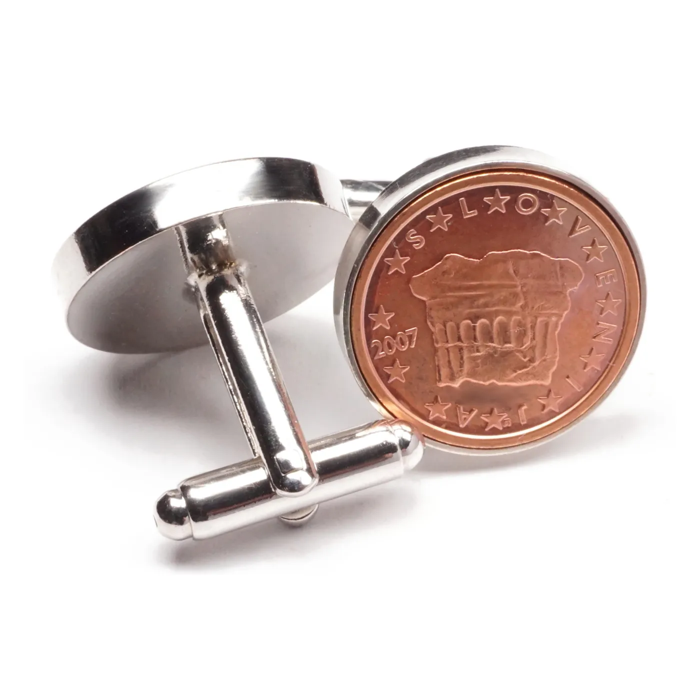 Manschettenknöpfe 2 Cent Slowenien Historische Fürstenstein Ø 20 mm