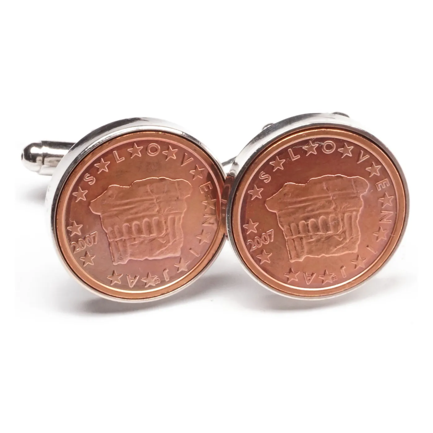 Manschettenknöpfe 2 Cent Slowenien Historische Fürstenstein Ø 20 mm