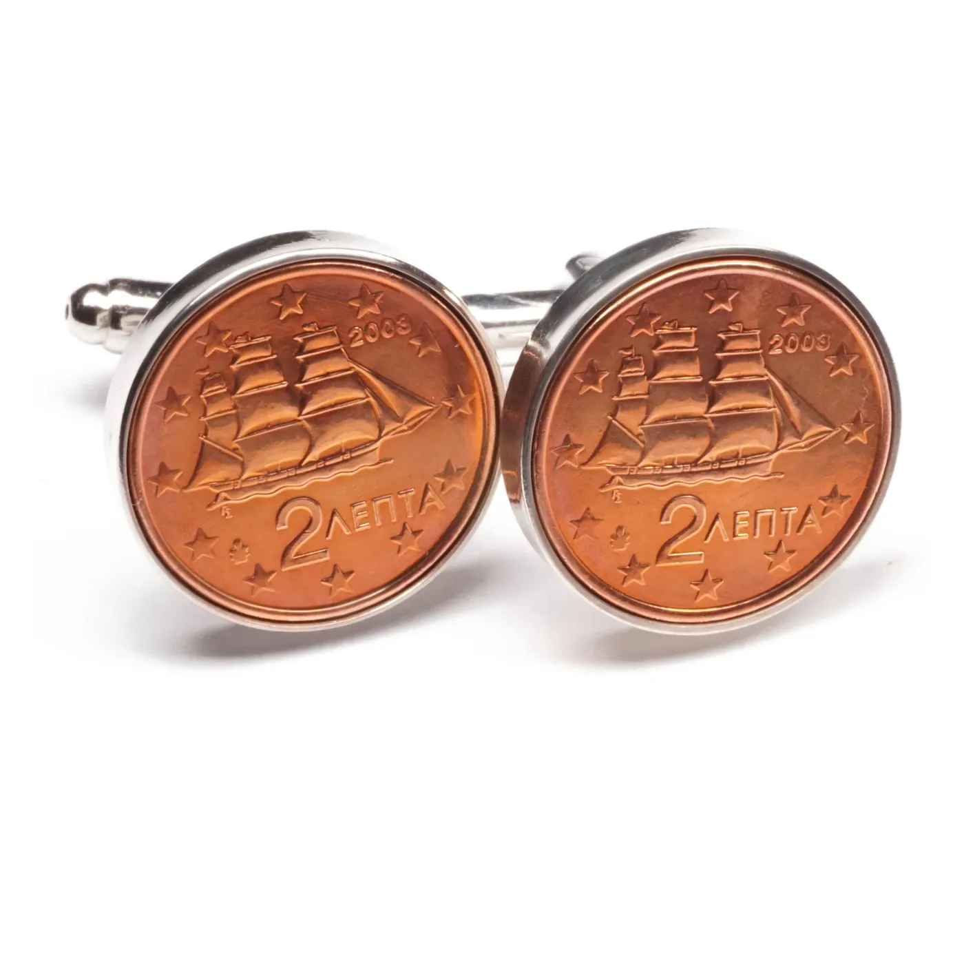 Manschettenknöpfe 2 Cent Griechenland Schiffstyp Korvette Ø 20 mm