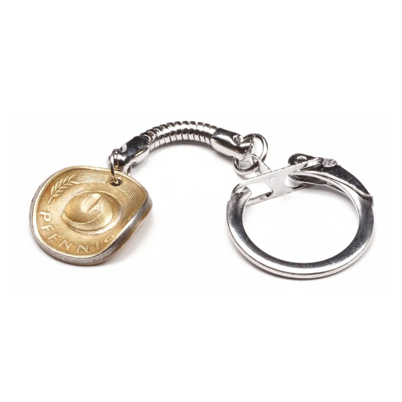 Schlüsselanhänger Cowboyhut Münze 5 Pfennig BRD Deutschland Glückspfennig