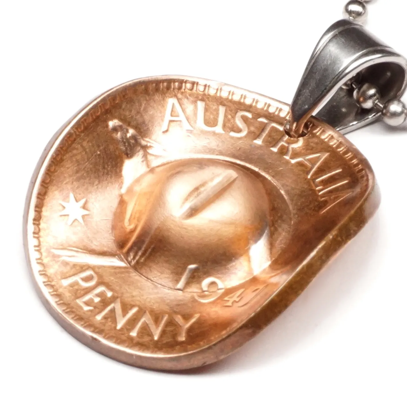 Anhänger Cowboyhut Münze one Penny Australien Känguru, inklusive Kugelkette