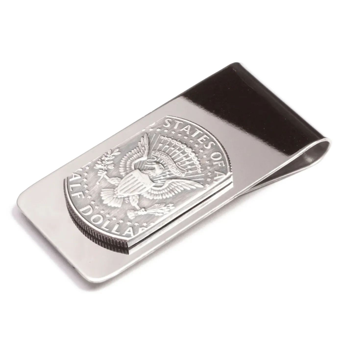 Geldscheinklammer aus Edelstahl 1/2 Dollar Münze USA Staatssiegel, Ausführung Vintage