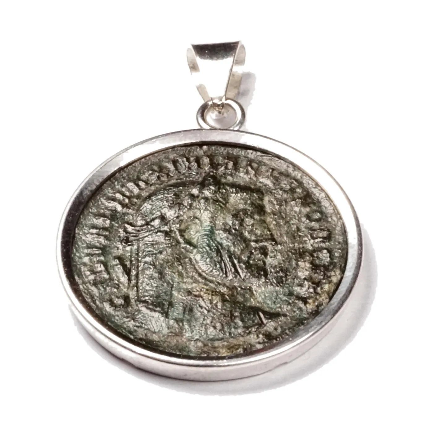 Anhänger römische Kaiserzeit, Follis, Galerius Maximianus Caesar, Silberfassung 925