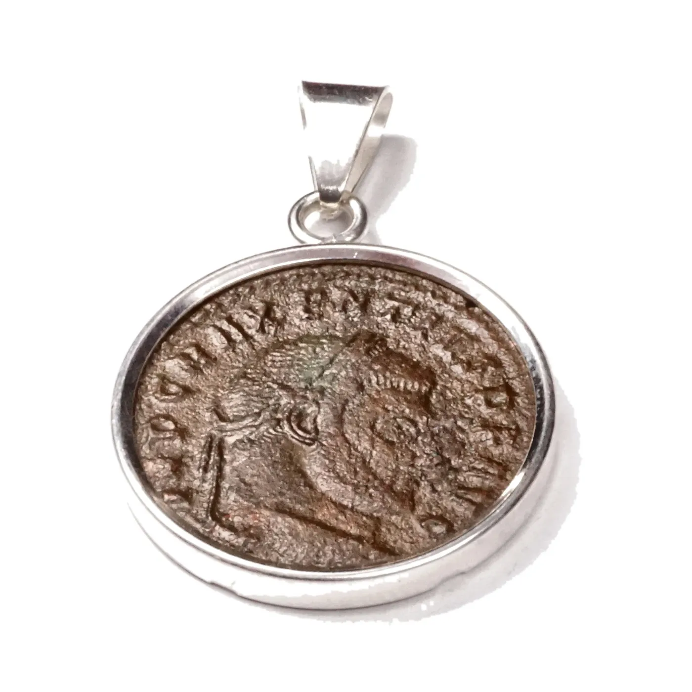 Anhänger römische Kaiserzeit, Follis, Maxentius, Silberfassung 925