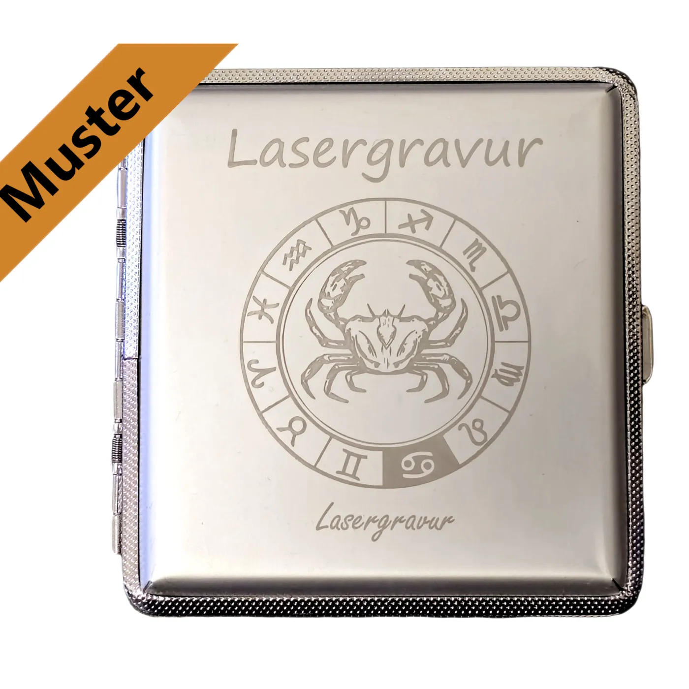 Zigarettenetui mit Gravur für 20 Zigaretten WUNSCHTEXT Farbe Silber » Personalisierbar – Ansicht 1