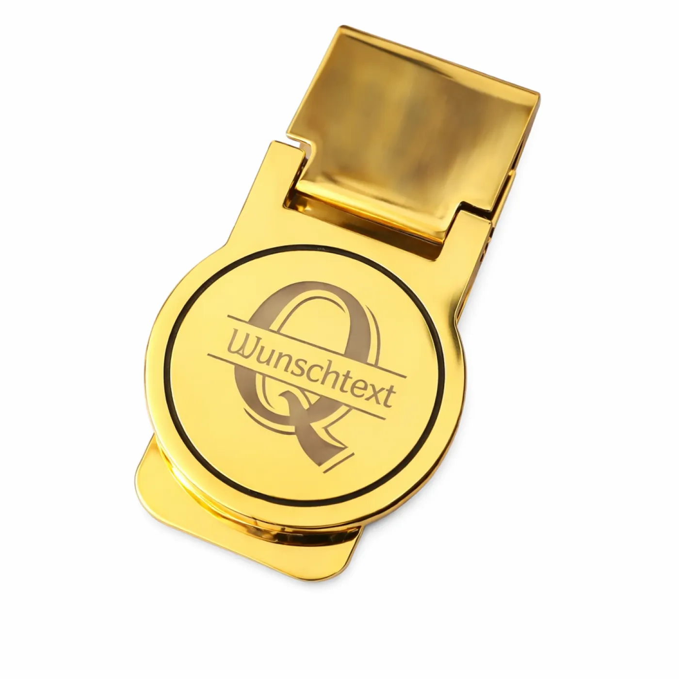 Geldscheinklammer 24 Karat vergoldet mit Monogramm, inklusive Gravur