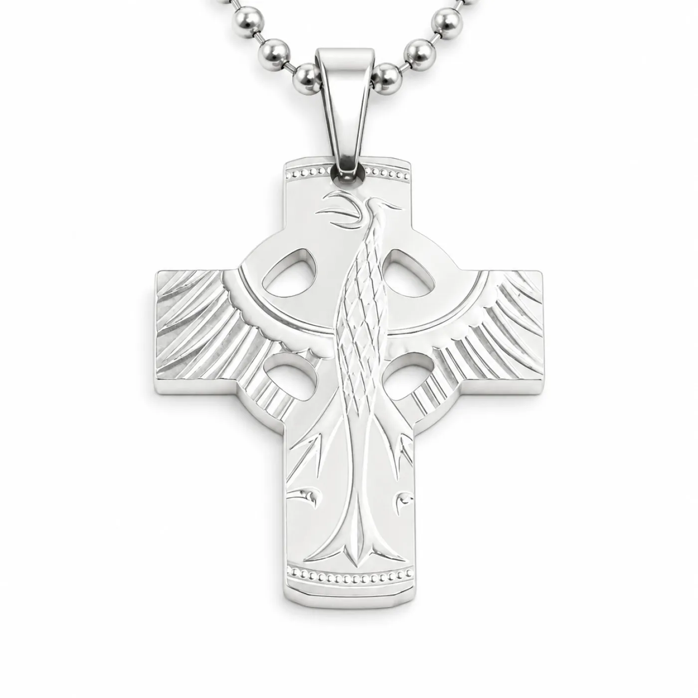 Kreuzanhänger handgefertigt aus Silber 625er 5 DM Deutschland 1951 - 1974, inklusive Kugelkette