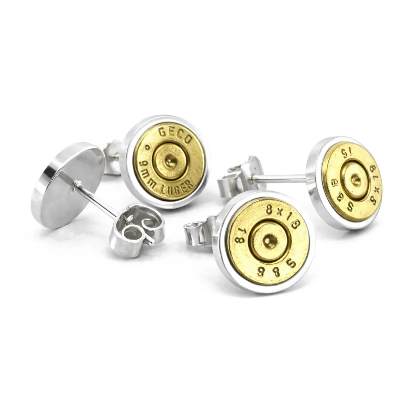 Ohrstecker Ø 11,5 mm aus Silber 925 mit Patrone 6 mm mit Zündhütchen