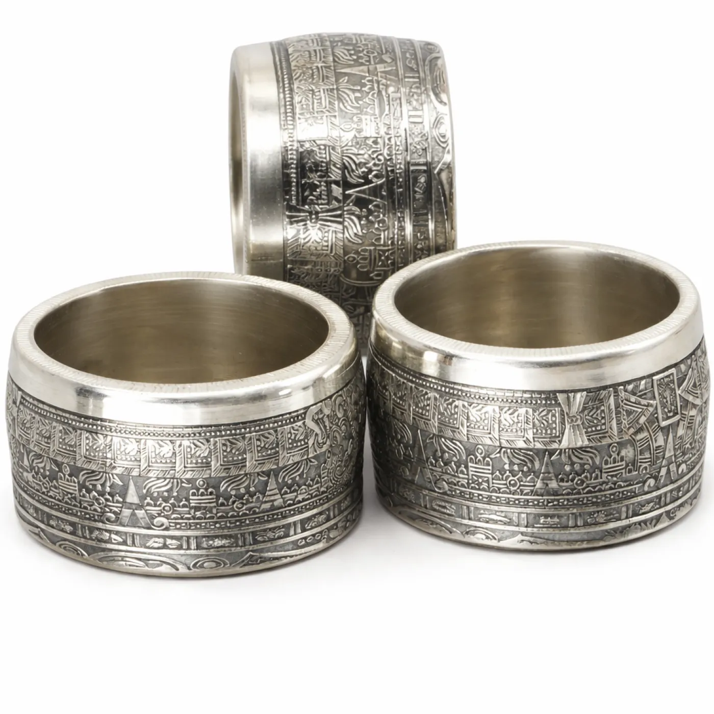 Münzring Azteken Kalender 1 OZ Kupfer versilbert Größe 58 bis 72 – Ansicht 3