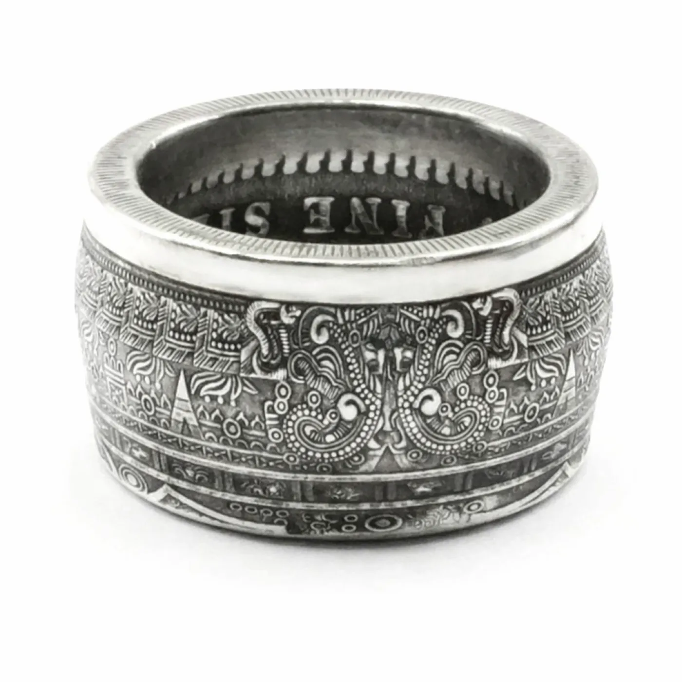 Münzring Azteken Kalender 1 OZ Feinsilber 999er Größe 62 bis 76 – Ansicht 3