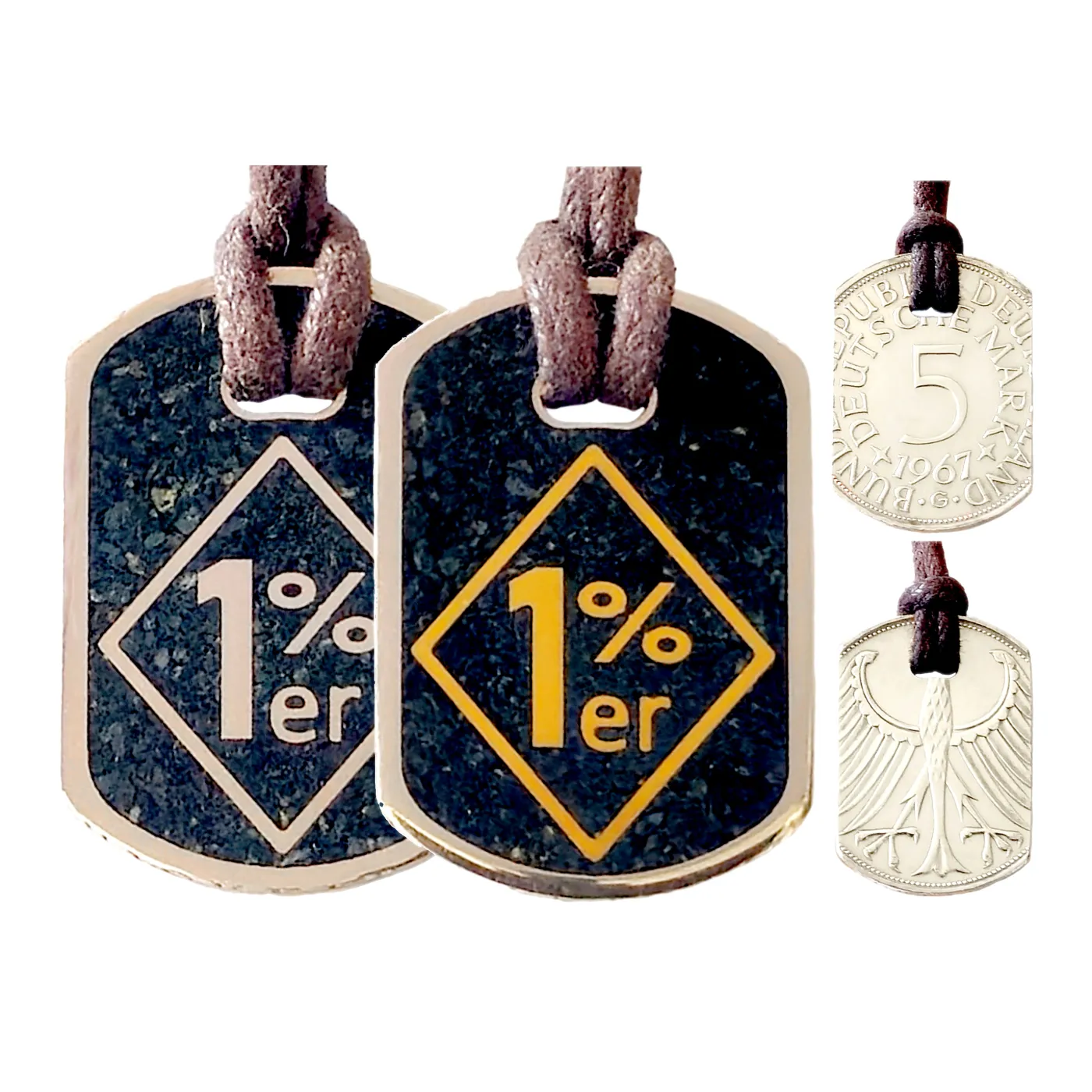Anhänger Dog Tag 5 DM 1%er, inklusive Baumwollband