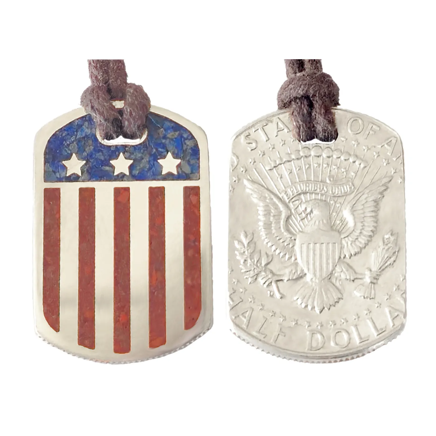 Anhänger Dog Tag 1/2 Dollar USA Stars & Stripes, inklusive Baumwollband