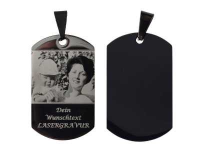 Anhänger Dog Tag Edelstahl schwarz mit Foto und Wunschtext