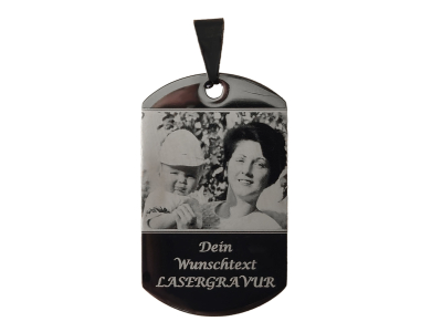 Anhänger Dog Tag Edelstahl schwarz mit Foto und Wunschtext