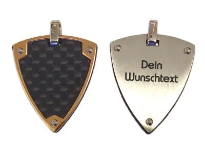 Anhänger Plektrum Edelstahl Farbton Silber - Rosé mit Carbon Inlay • Personalisierbar