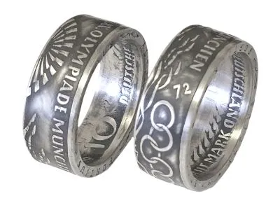 Münzring BRD 10 Mark 1972 Olympiade München Silber 625er Größe 56 bis 72