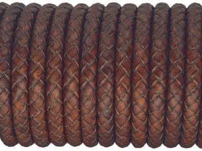 Lederschnur rund geflochten Ø 5,0 mm Braun 0,5 Meter