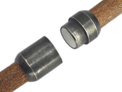 Magnetverschluss Edelstahl für Schnüre Ø 8,0 mm / Silber vintage