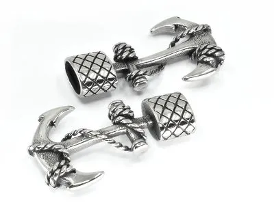 Hakenverschluss Edelstahl für Schnüre 2 x Ø 5,0 mm • Vintage