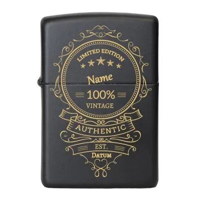 Benzinfeuerzeug mit Gravur • 100% AUTHENTIC • Zippo Schwarz matt