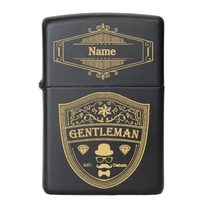 Benzinfeuerzeug mit Gravur • GENTLEMAN • Zippo Schwarz matt