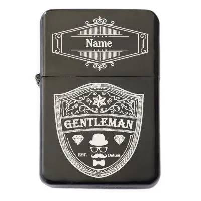 Benzinfeuerzeug mit Gravur • GENTLEMAN • Schwarz